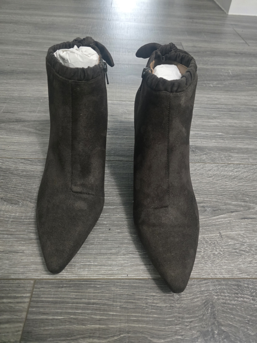 Women's Pointed Toe Ankle Boots - Olive Suede